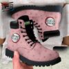 Black White Pink Flame Demon Form Nezuko Combat Boots – Demon Slayer Nezuko Shoes