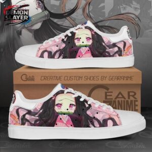 Pink Geometric Portrait Nezuko Court Shoes – Demon Slayer Nezuko Shoes