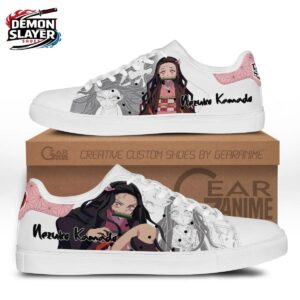 White Pink Manga Portrait Nezuko Court Shoes – Demon Slayer Nezuko Shoes