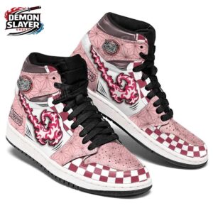 Nezuko High-Top Leather Sneakers Demon Slayer Streetwear Streetwear Sneakers 1
