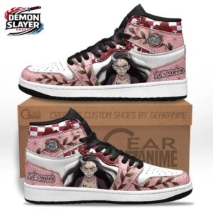 Pink Floral Demon Form Nezuko High-Top Leather Sneakers – Demon Slayer Nezuko Shoes