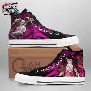 Black Magenta Nezuko Portrait High Tops Canvas Shoes – Demon Slayer Nezuko Shoes
