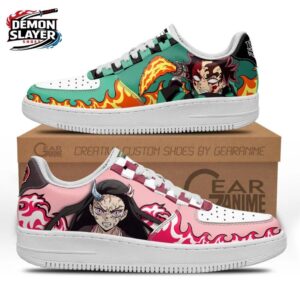Green Pink Tanjiro Nezuko Flame Low-Top Leather Sneakers – Demon Slayer Nezuko Shoes
