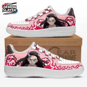 Pink White Flame Portrait Nezuko Low-Top Leather Sneakers – Demon Slayer Nezuko Shoes