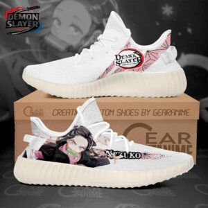 White Pink Nezuko Portrait Mesh Runners Shoes – Demon Slayer Nezuko Shoes