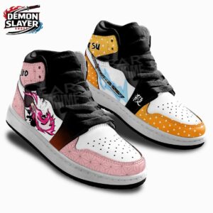 Nezuko Zenitsu High-Top Leather Sneakers Demon Slayer Stylish Otaku Fashion Shoes 2