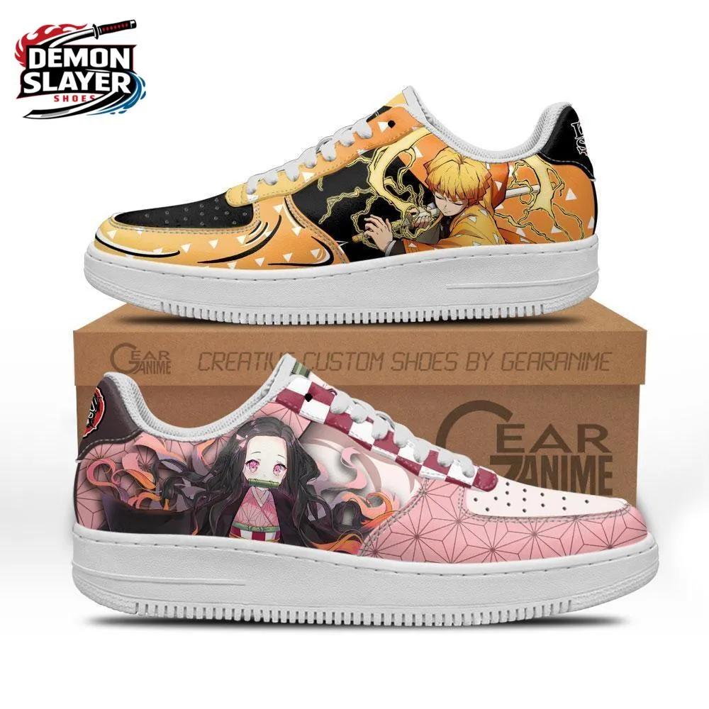 Nezuko Zenitsu Portrait Split Low-Top Sneakers – Pink Yellow Demon Slayer Shoes Nezuko Zenitsu Portrait Split Low-Top Sneakers – Pink Yellow Demon Slayer Shoes