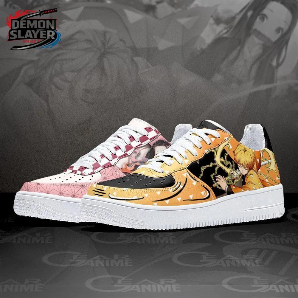 Nezuko Zenitsu Portrait Split Low-Top Sneakers – Pink Yellow Demon Slayer Shoes Nezuko Zenitsu Portrait Split Low-Top Sneakers – Pink Yellow Demon Slayer Shoes