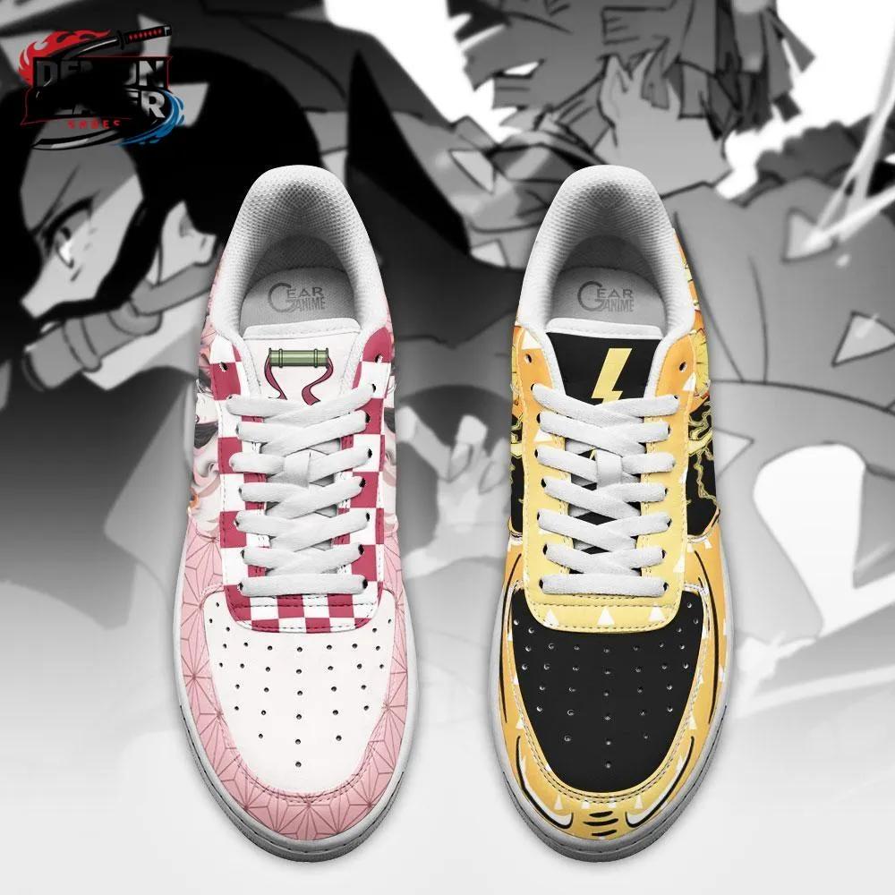 Nezuko Zenitsu Portrait Split Low-Top Sneakers – Pink Yellow Demon Slayer Shoes Nezuko Zenitsu Portrait Split Low-Top Sneakers – Pink Yellow Demon Slayer Shoes