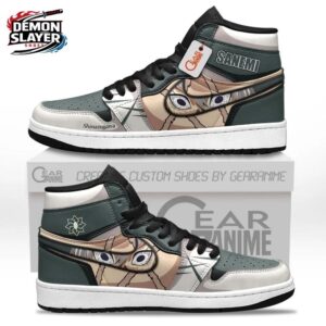 Dark Green Gray Eye Portrait Sanemi High-Top Leather Sneakers – Demon Slayer Sanemi Shoes