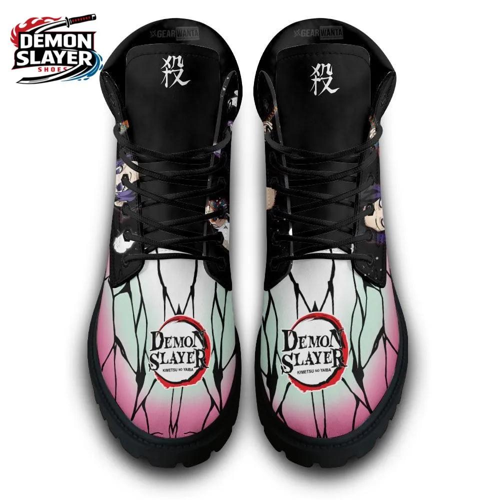 Black Pink Butterfly Portrait Shinobu Combat Boots – Demon Slayer Shinobu Kocho Shoes Black Pink Butterfly Portrait Shinobu Combat Boots – Demon Slayer Shinobu Kocho Shoes