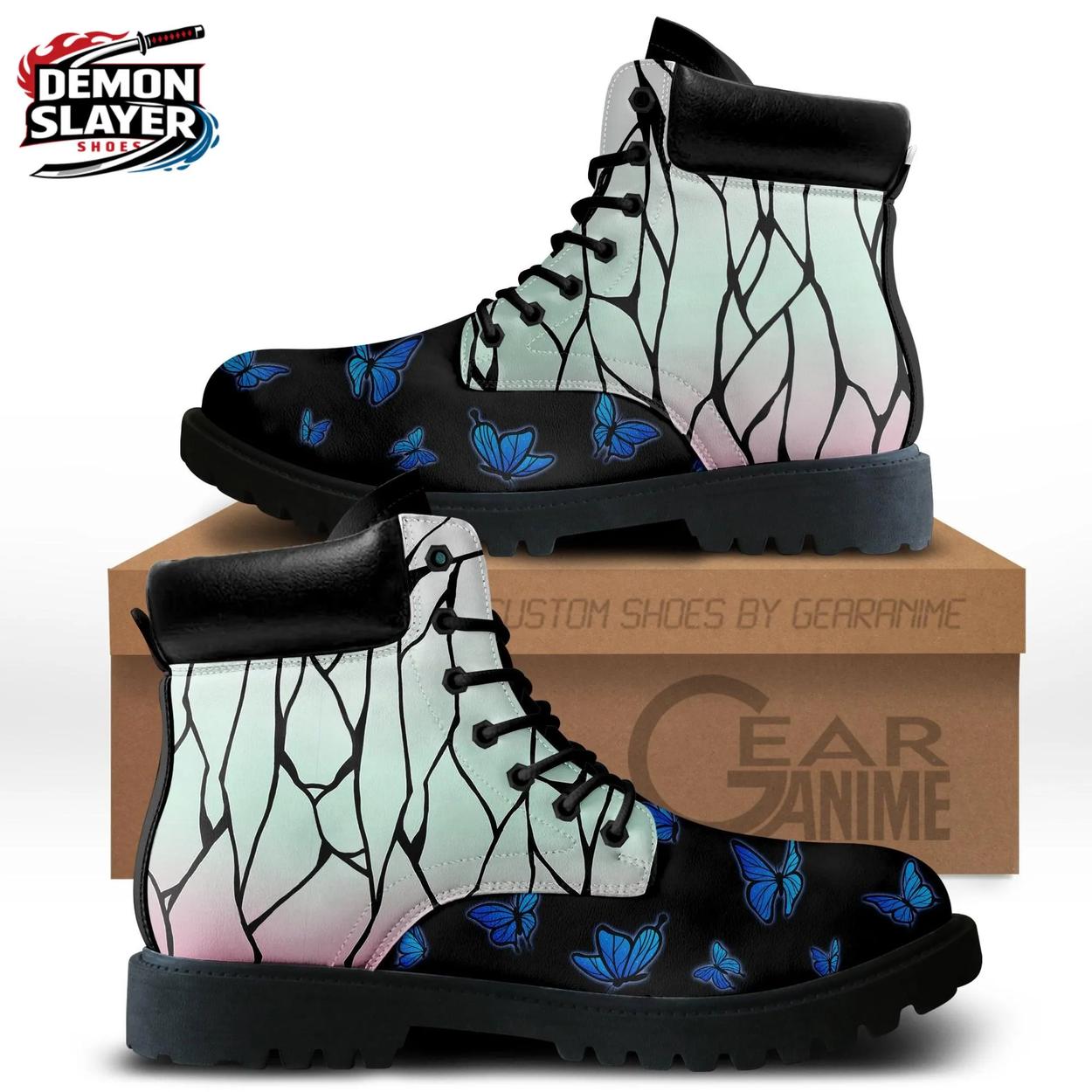 Mint Black Blue Butterfly Shinobu Combat Boots – Demon Slayer Shinobu Kocho Shoes Mint Black Blue Butterfly Shinobu Combat Boots – Demon Slayer Shinobu Kocho Shoes