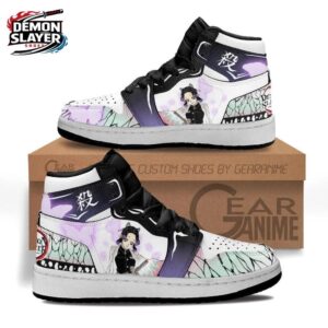 White Purple Kanji Butterfly Shinobu High-Top Leather Sneakers – Demon Slayer Shinobu Kocho Shoes