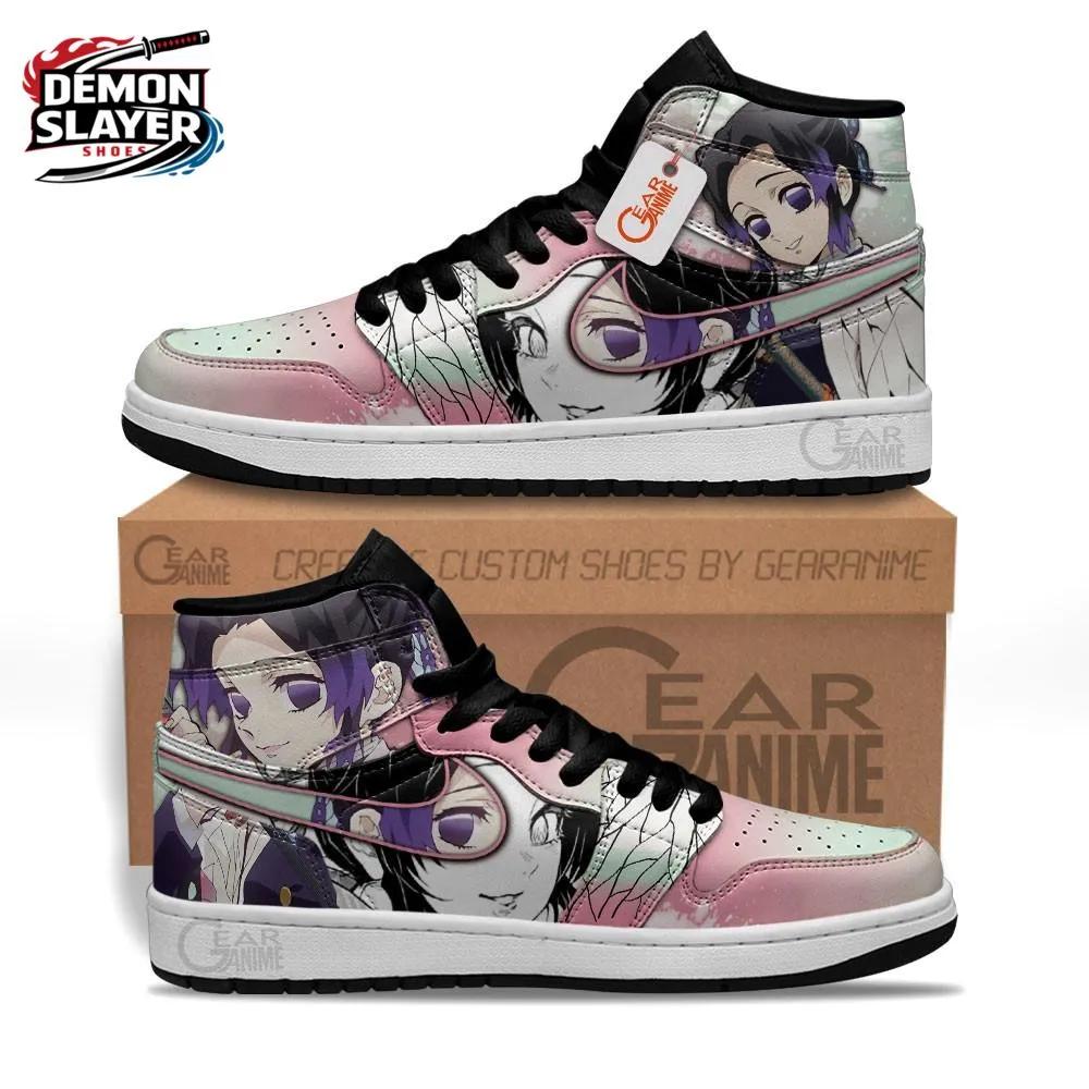 Pink Mint Manga Portrait Shinobu High-Top Leather Sneakers – Demon Slayer Shinobu Kocho Shoes Pink Mint Manga Portrait Shinobu High-Top Leather Sneakers – Demon Slayer Shinobu Kocho Shoes