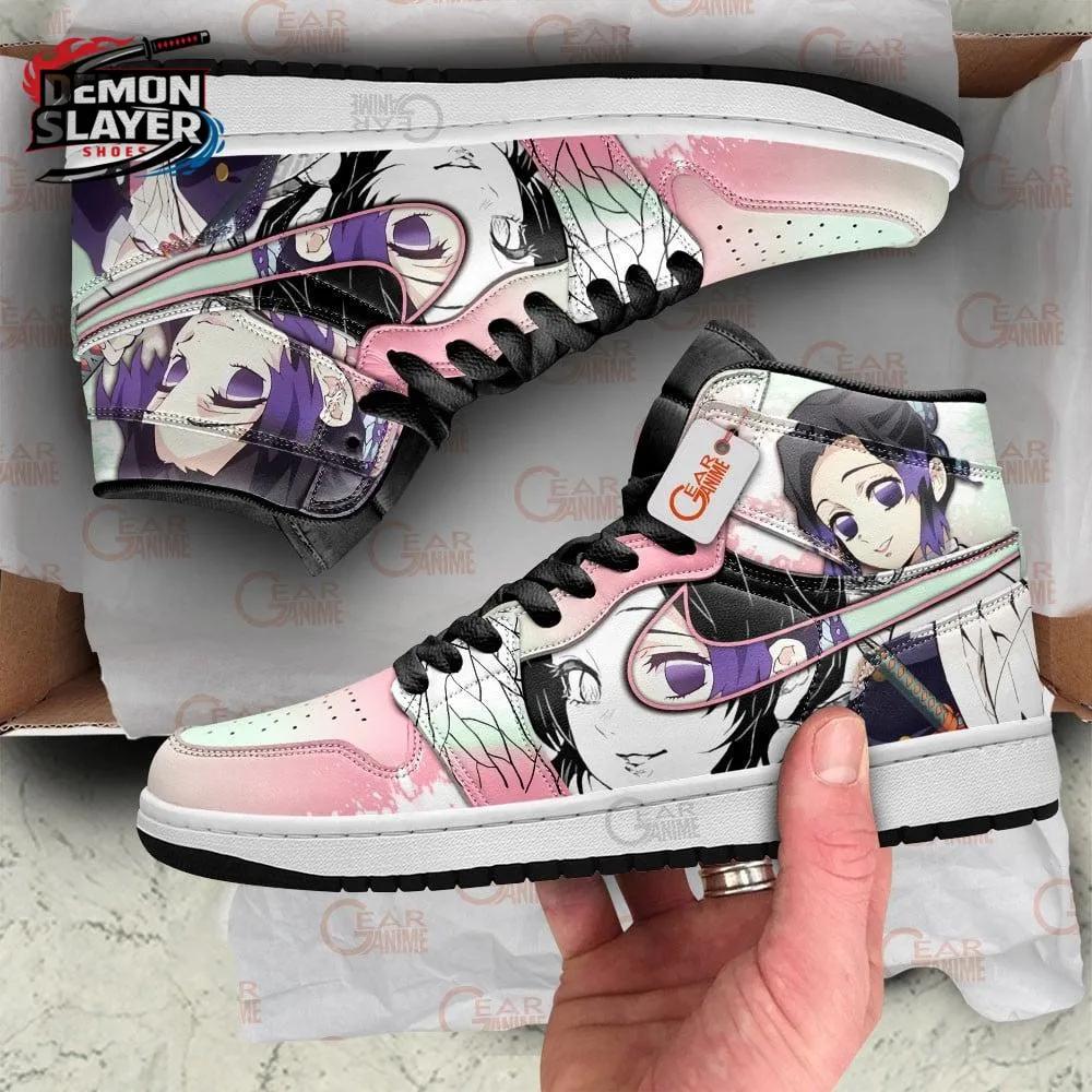 Pink Mint Manga Portrait Shinobu High-Top Leather Sneakers – Demon Slayer Shinobu Kocho Shoes Pink Mint Manga Portrait Shinobu High-Top Leather Sneakers – Demon Slayer Shinobu Kocho Shoes
