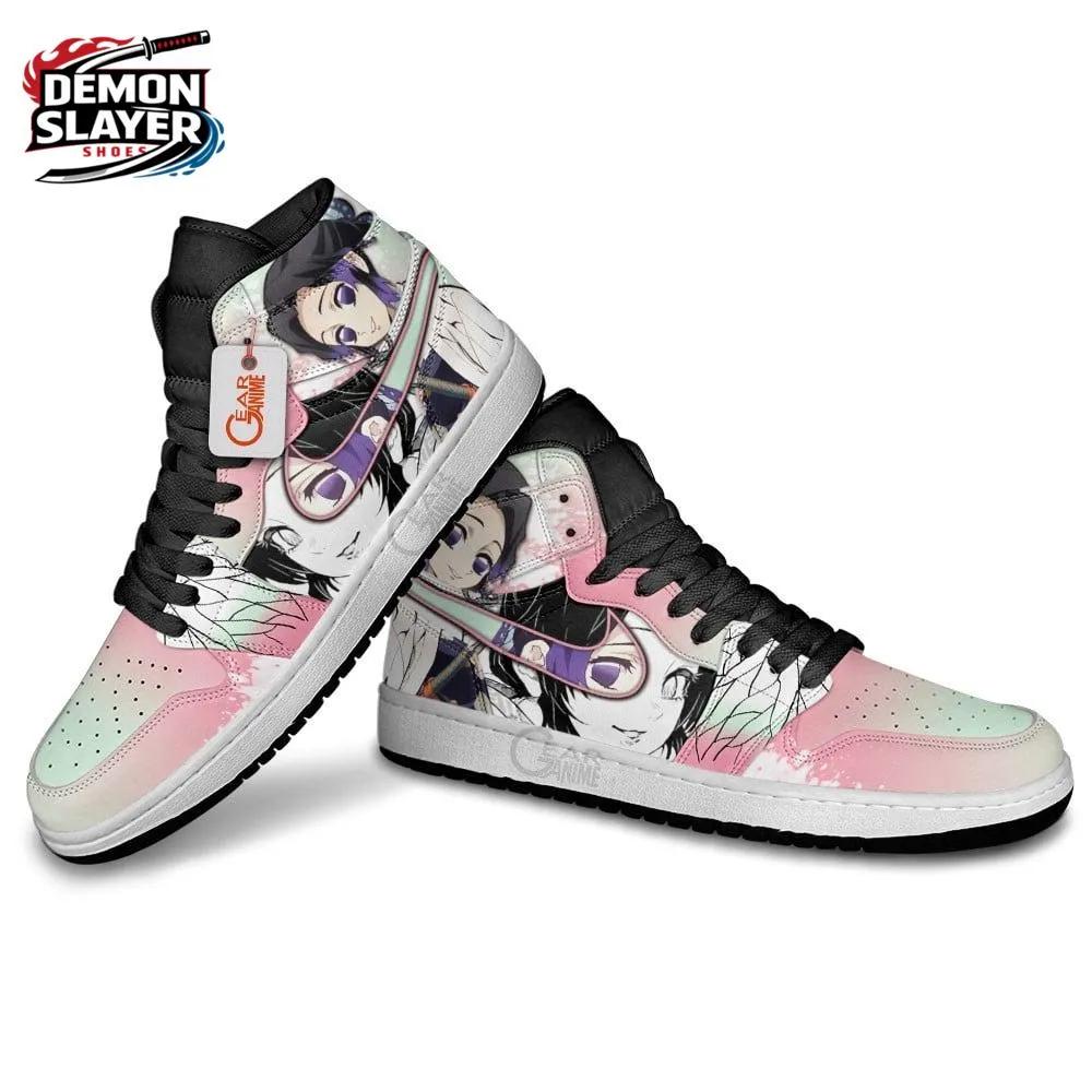 Pink Mint Manga Portrait Shinobu High-Top Leather Sneakers – Demon Slayer Shinobu Kocho Shoes Pink Mint Manga Portrait Shinobu High-Top Leather Sneakers – Demon Slayer Shinobu Kocho Shoes
