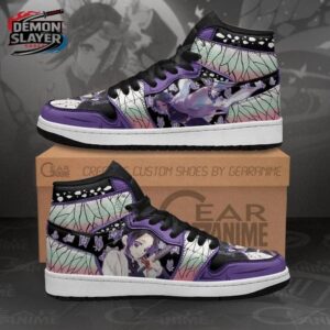 Purple Black Butterfly Portrait Shinobu High-Top Leather Sneakers – Demon Slayer Shinobu Kocho Shoes