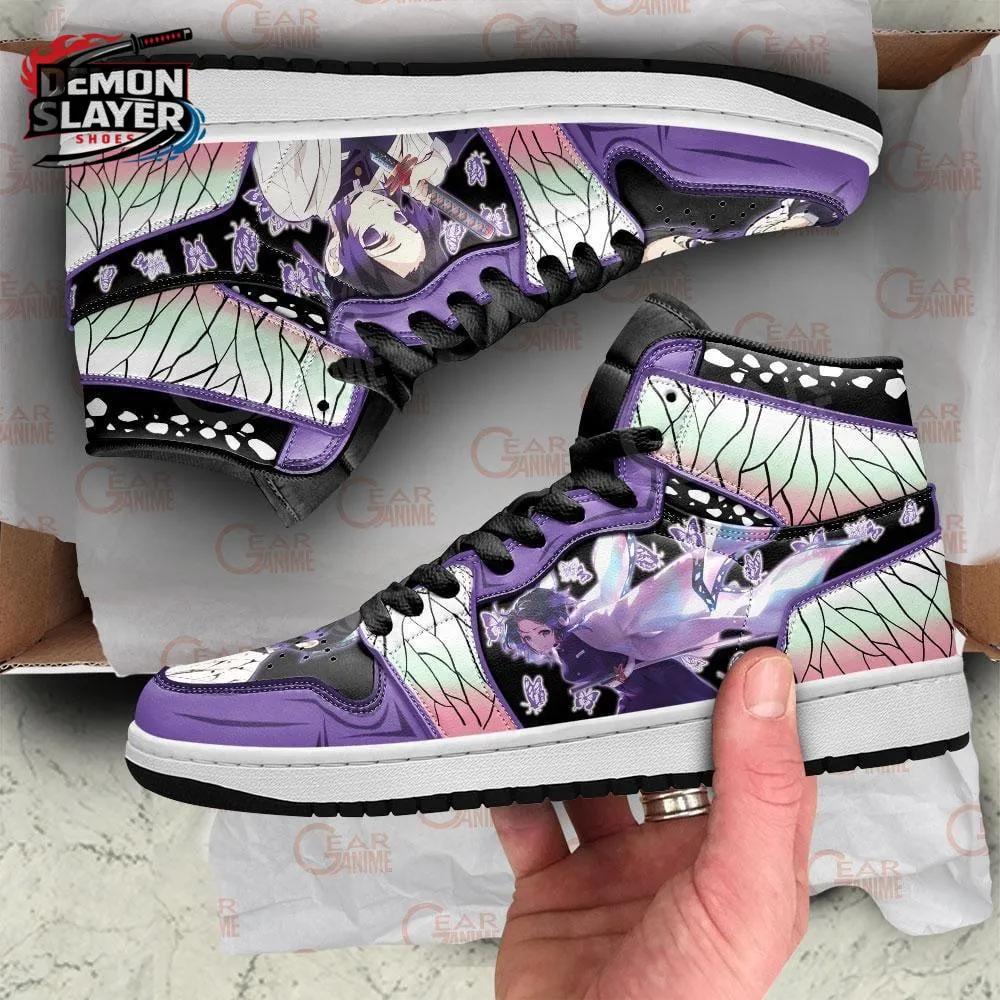 Purple Black Butterfly Portrait Shinobu High-Top Leather Sneakers – Demon Slayer Shinobu Kocho Shoes Purple Black Butterfly Portrait Shinobu High-Top Leather Sneakers – Demon Slayer Shinobu Kocho Shoes