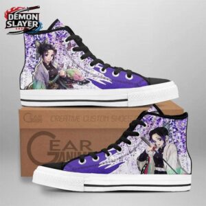 Purple White Floral Portrait Shinobu High Tops Canvas Shoes – Demon Slayer Shinobu Kocho Shoes