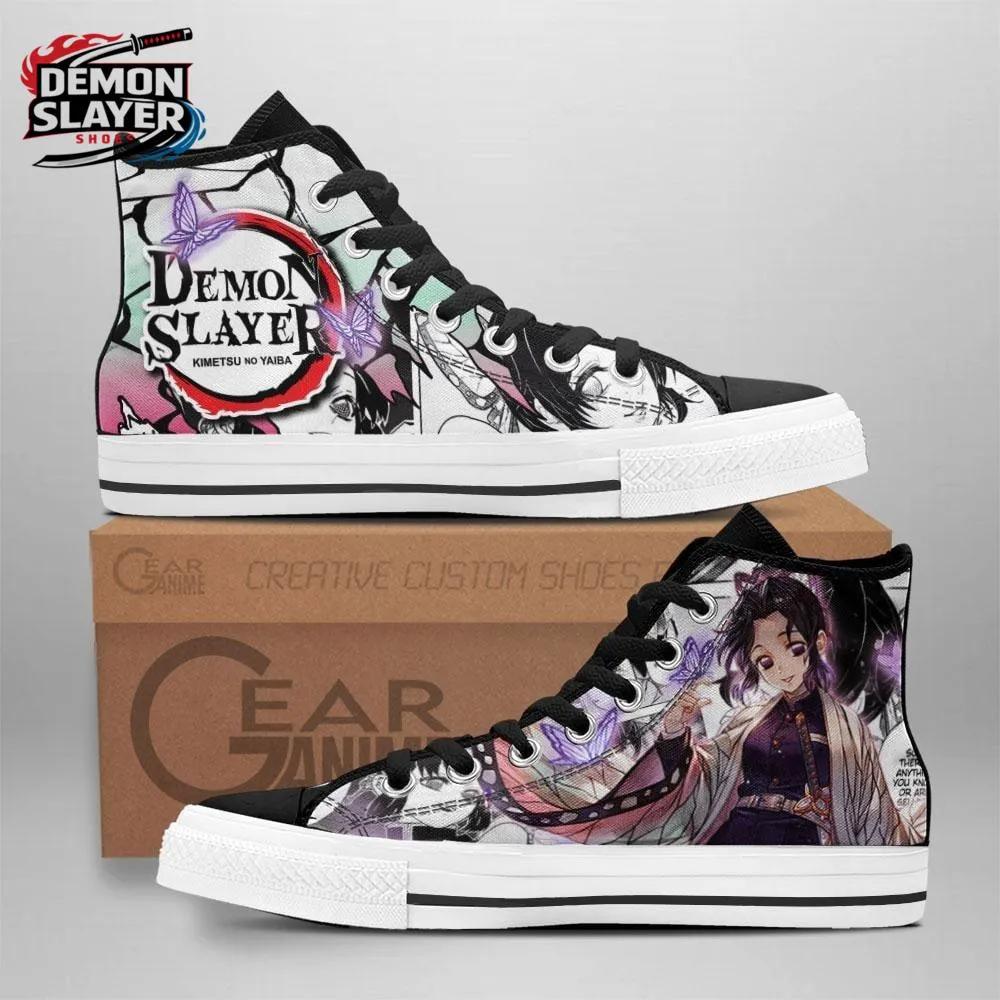 Black White Purple Manga Butterfly Shinobu High Tops Canvas Shoes – Demon Slayer Shinobu Kocho Shoes Black White Purple Manga Butterfly Shinobu High Tops Canvas Shoes – Demon Slayer Shinobu Kocho Shoes