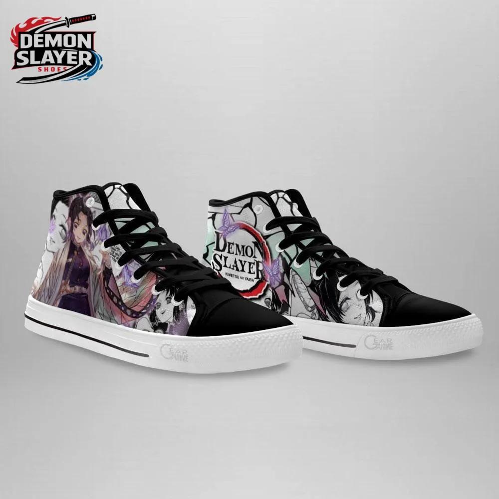 Black White Purple Manga Butterfly Shinobu High Tops Canvas Shoes – Demon Slayer Shinobu Kocho Shoes Black White Purple Manga Butterfly Shinobu High Tops Canvas Shoes – Demon Slayer Shinobu Kocho Shoes