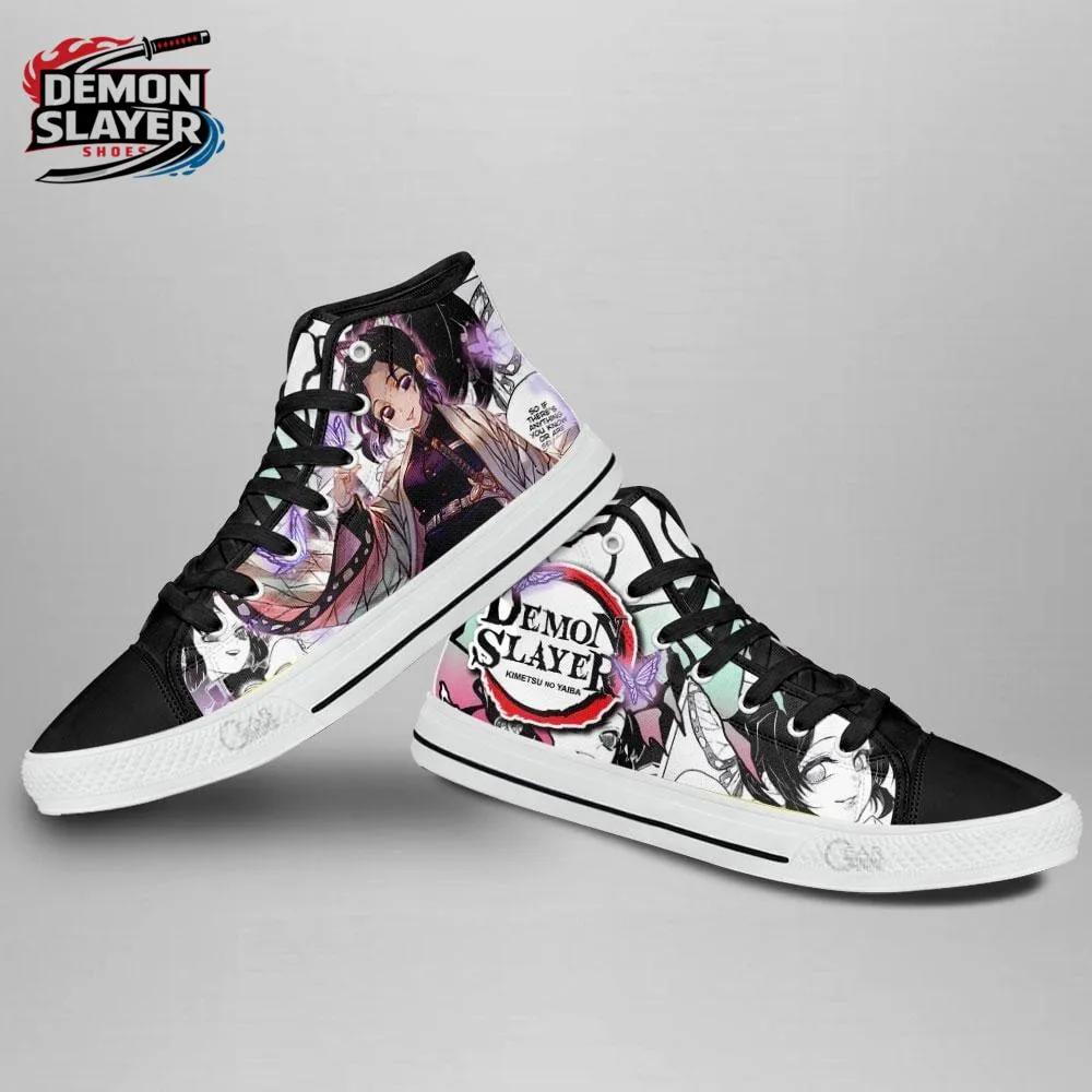 Black White Purple Manga Butterfly Shinobu High Tops Canvas Shoes – Demon Slayer Shinobu Kocho Shoes Black White Purple Manga Butterfly Shinobu High Tops Canvas Shoes – Demon Slayer Shinobu Kocho Shoes