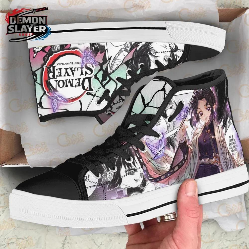 Black White Purple Manga Butterfly Shinobu High Tops Canvas Shoes – Demon Slayer Shinobu Kocho Shoes Black White Purple Manga Butterfly Shinobu High Tops Canvas Shoes – Demon Slayer Shinobu Kocho Shoes