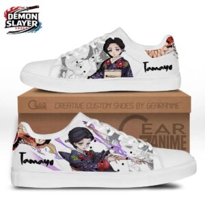 White Purple Portrait Tamayo Court Shoes – Demon Slayer Lady Tamayo Shoes