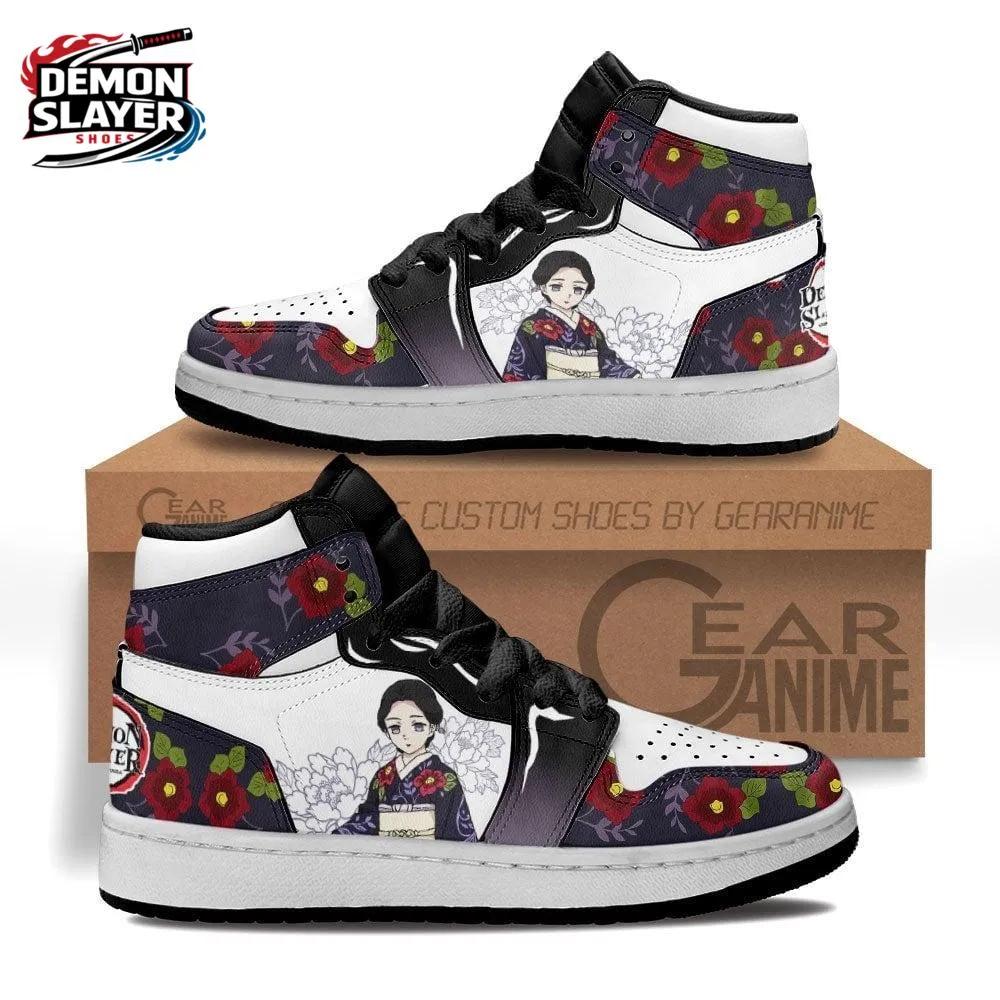 White Black Red Floral Tamayo High-Top Sneakers – Demon Slayer Lady Tamayo Shoes White Black Red Floral Tamayo High-Top Sneakers – Demon Slayer Lady Tamayo Shoes