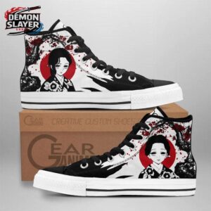 Black White Red Portrait Tamayo High Tops Canvas Shoes – Demon Slayer Lady Tamayo Shoes
