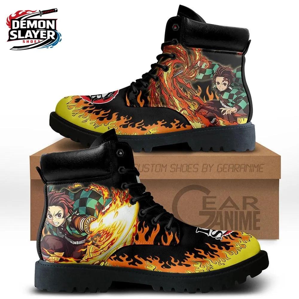 Black Orange Flame Tanjiro Combat Boots – Demon Slayer Tanjiro Shoes Black Orange Flame Tanjiro Combat Boots – Demon Slayer Tanjiro Shoes