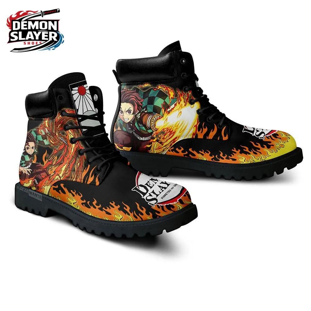 Black Orange Flame Tanjiro Combat Boots – Demon Slayer Tanjiro Shoes Black Orange Flame Tanjiro Combat Boots – Demon Slayer Tanjiro Shoes
