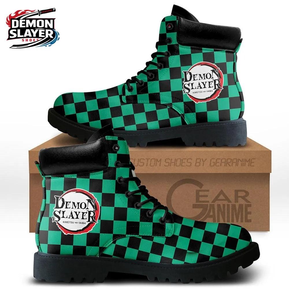 Green Black Checkered Tanjiro Combat Boots – Demon Slayer Tanjiro Shoes Green Black Checkered Tanjiro Combat Boots – Demon Slayer Tanjiro Shoes