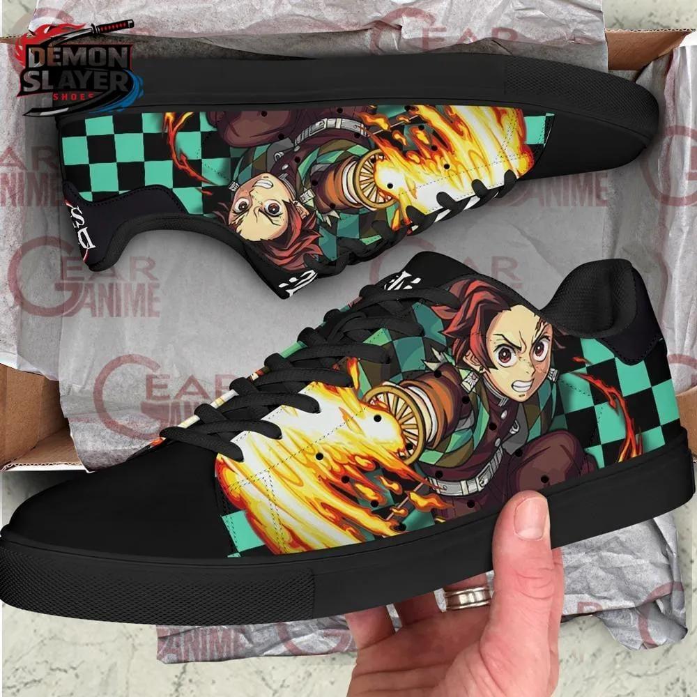 Black Green Flame Tanjiro Court Shoes – Demon Slayer Tanjiro Shoes Black Green Flame Tanjiro Court Shoes – Demon Slayer Tanjiro Shoes