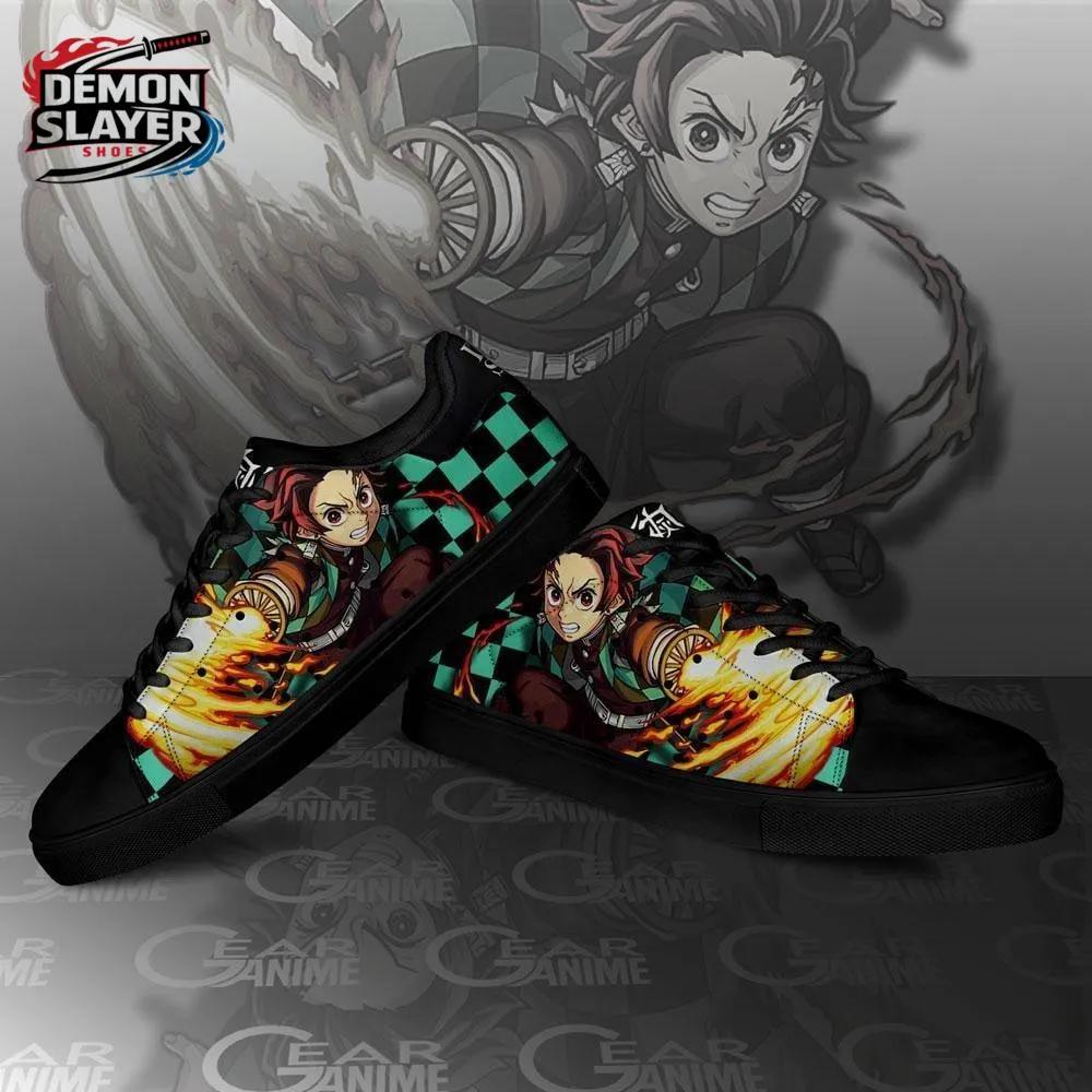 Black Green Flame Tanjiro Court Shoes – Demon Slayer Tanjiro Shoes Black Green Flame Tanjiro Court Shoes – Demon Slayer Tanjiro Shoes