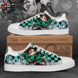 White Green Checkered Water Tanjiro Court Shoes – Demon Slayer Tanjiro Shoes