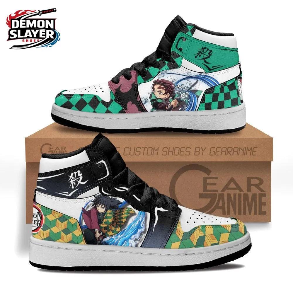 Green Black Tanjiro Giyu Split Water High-Top Sneakers – Demon Slayer Tanjiro Shoes Green Black Tanjiro Giyu Split Water High-Top Sneakers – Demon Slayer Tanjiro Shoes