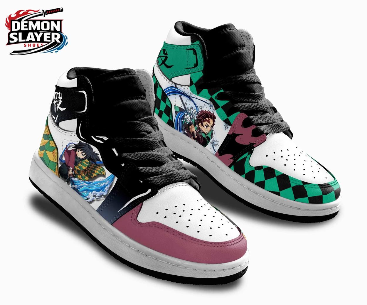 Green Black Tanjiro Giyu Split Water High-Top Sneakers – Demon Slayer Tanjiro Shoes Green Black Tanjiro Giyu Split Water High-Top Sneakers – Demon Slayer Tanjiro Shoes