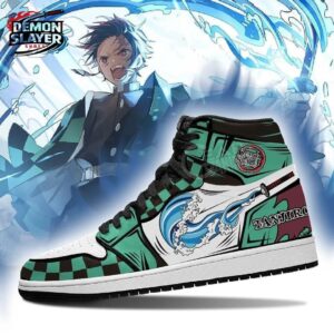 Tanjiro High-Top Leather Sneakers Demon Slayer Custom Anime Gift For Fans 1