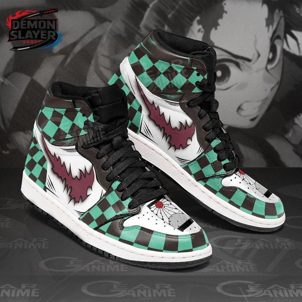 Green Black Checkerboard Flame Tanjiro High-Top Leather Sneakers – Demon Slayer Tanjiro Shoes Green Black Checkerboard Flame Tanjiro High-Top Leather Sneakers – Demon Slayer Tanjiro Shoes