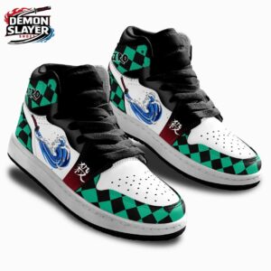 Green Black Water Wave High-Top Demon Slayer Tanjiro Shoes