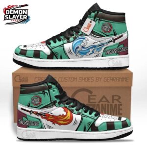 Tanjiro High-Top Leather Sneakers Demon Slayer Streetwear Anime Gift For Fans 1