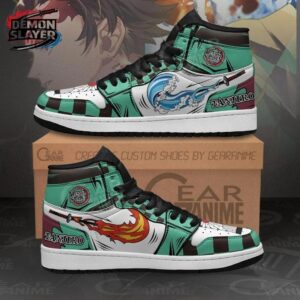 Tanjiro High-Top Leather Sneakers Demon Slayer Streetwear Anime Gift For Fans 5