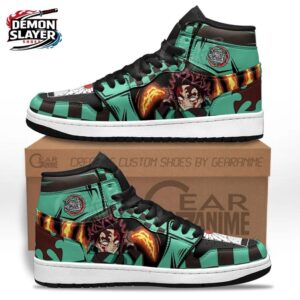 Tanjiro High-Top Leather Sneakers Demon Slayer Streetwear Custom Anime Sneakers 1