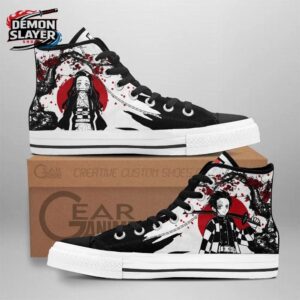 Black White Red Nezuko Manga High Tops Canvas Shoes – Demon Slayer Tanjiro Shoes