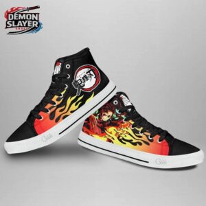 Tanjiro High Tops Canvas Shoes Demon Slayer Streetwear Anime Gift For Fans 3