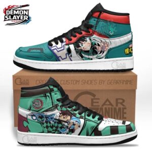 Tanjiro Izuku Midoriya High-Top Leather Sneakers Demon Slayer Legendary Collector Anime Sneakers 1