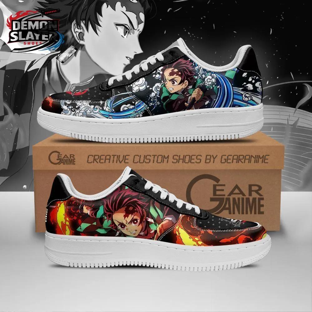 Black Fire Water Tanjiro Portrait Low-Top Leather Sneakers – Demon Slayer Tanjiro Shoes Black Fire Water Tanjiro Portrait Low-Top Leather Sneakers – Demon Slayer Tanjiro Shoes