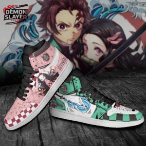 Tanjiro Nezuko High-Top Leather Sneakers Demon Slayer Streetwear Otaku Fashion Shoes 2
