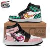 Green Pink Tanjiro Nezuko Portrait High-Top Leather Sneakers – Demon Slayer Tanjiro Shoes